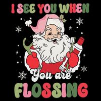 I See You When Flossing Christmas Dentist Xmas Flossing Stripe Pom Pom Beanie
