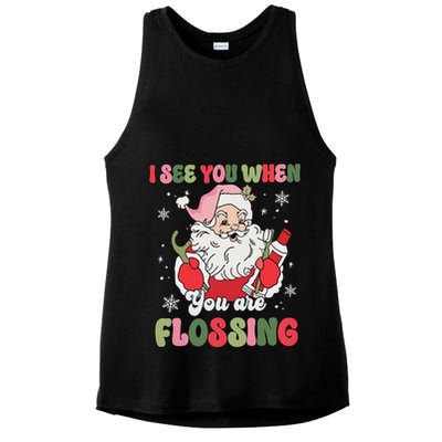 I See You When Flossing Christmas Dentist Xmas Flossing Ladies PosiCharge Tri-Blend Wicking Tank