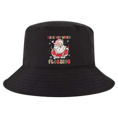 I See You When Flossing Christmas Dentist Xmas Flossing Cool Comfort Performance Bucket Hat