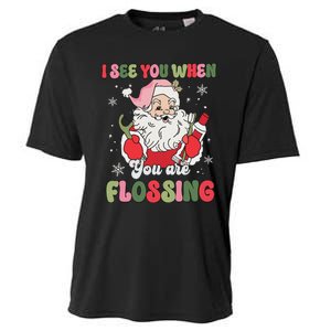 I See You When Flossing Christmas Dentist Xmas Flossing Cooling Performance Crew T-Shirt