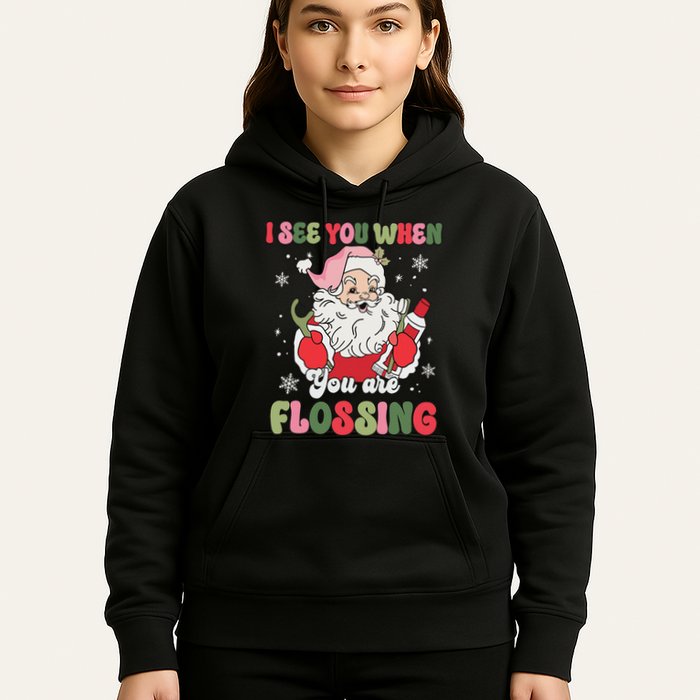 I See You When Flossing Christmas Dentist Xmas Flossing Hoodie