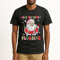 I See You When Flossing Christmas Dentist Xmas Flossing Tall T-Shirt