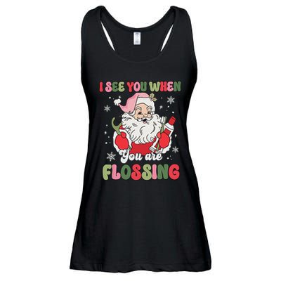 I See You When Flossing Christmas Dentist Xmas Flossing Ladies Essential Flowy Tank