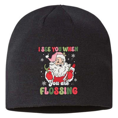 I See You When Flossing Christmas Dentist Xmas Flossing Sustainable Beanie