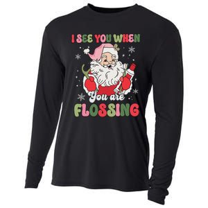 I See You When Flossing Christmas Dentist Xmas Flossing Cooling Performance Long Sleeve Crew