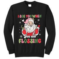 I See You When Flossing Christmas Dentist Xmas Flossing Tall Sweatshirt