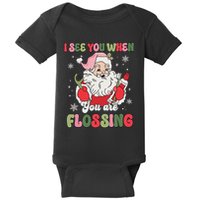 I See You When Flossing Christmas Dentist Xmas Flossing Baby Bodysuit