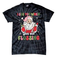 I See You When Flossing Christmas Dentist Xmas Flossing Tie-Dye T-Shirt