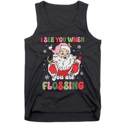 I See You When Flossing Christmas Dentist Xmas Flossing Tank Top