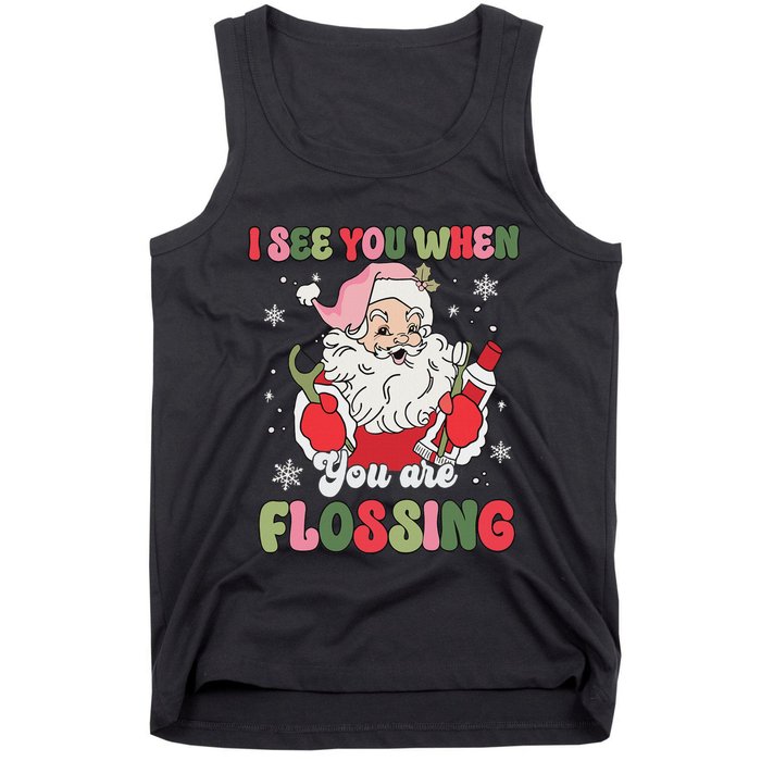 I See You When Flossing Christmas Dentist Xmas Flossing Tank Top