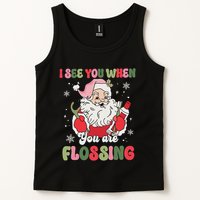 I See You When Flossing Christmas Dentist Xmas Flossing Tank Top