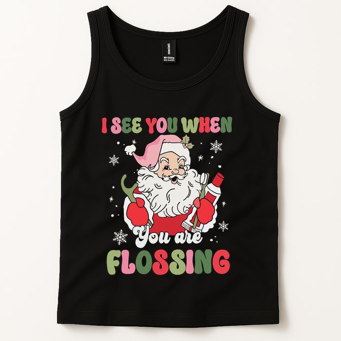 I See You When Flossing Christmas Dentist Xmas Flossing Tank Top