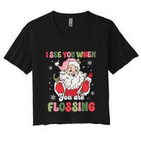 I See You When Flossing Christmas Dentist Xmas Flossing Crop Top