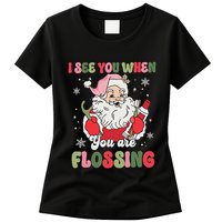 I See You When Flossing Christmas Dentist Xmas Flossing Womens T-Shirt