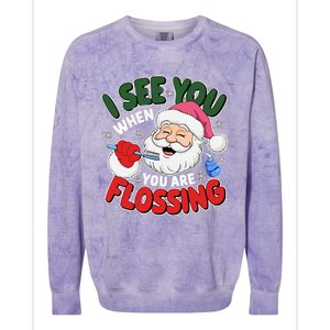 I See You When Flossing Christmas Dentist Xmas Flossing Colorblast Crewneck Sweatshirt