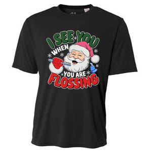 I See You When Flossing Christmas Dentist Xmas Flossing Cooling Performance Crew T-Shirt