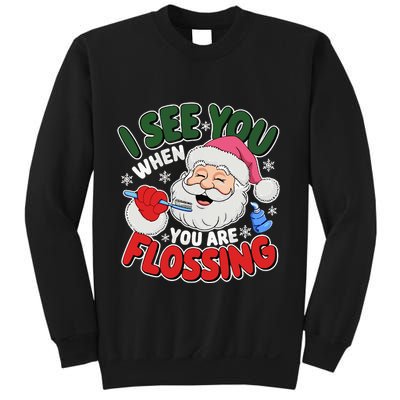 I See You When Flossing Christmas Dentist Xmas Flossing Sweatshirt