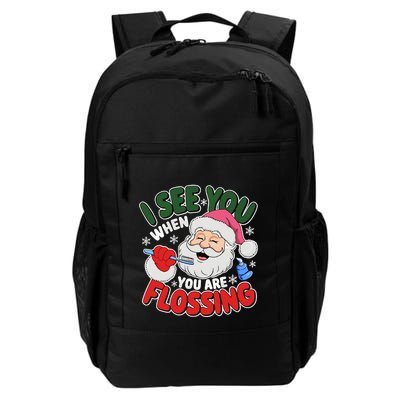 I See You When Flossing Christmas Dentist Xmas Flossing Daily Commute Backpack