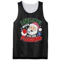 I See You When Flossing Christmas Dentist Xmas Flossing Mesh Reversible Basketball Jersey Tank