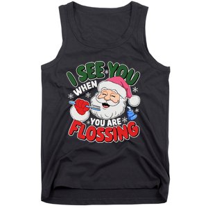 I See You When Flossing Christmas Dentist Xmas Flossing Tank Top