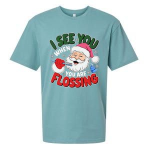 I See You When Flossing Christmas Dentist Xmas Flossing Sueded Cloud Jersey T-Shirt