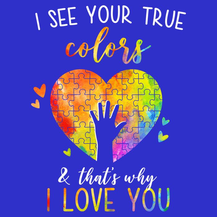 I See Your True Colors And That's Why I Love You Autism Awareness Heart Apron