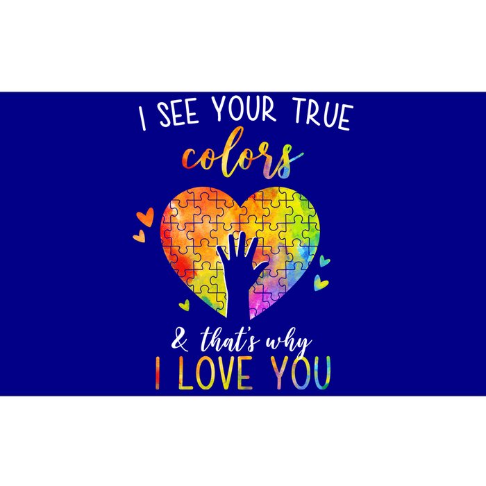 I See Your True Colors And That's Why I Love You Autism Awareness Heart Bumper Sticker