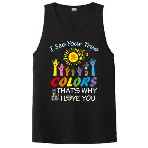 I See Your True Colors Hands Autism Awareness Gift Puzzle Gift PosiCharge Competitor Tank