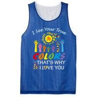 I See Your True Colors Hands Autism Awareness Gift Puzzle Gift Mesh Reversible Basketball Jersey Tank