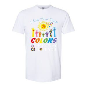 I See Your True Colors Hands Autism Awareness Gift Puzzle Gift Softstyle CVC T-Shirt