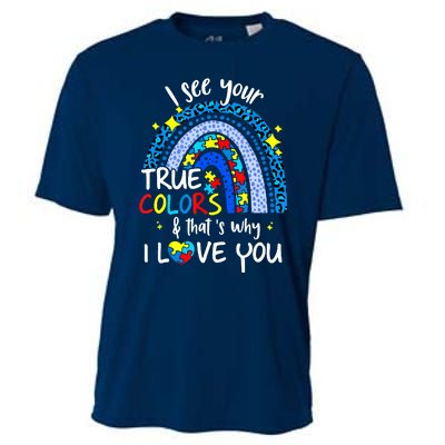 I See Your True Colors Support Rainbow Autism Awareness Cooling Performance Crew T-Shirt