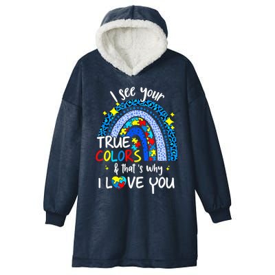 I See Your True Colors Support Rainbow Autism Awareness Hooded Wearable Blanket