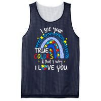 I See Your True Colors Support Rainbow Autism Awareness Mesh Reversible Basketball Jersey Tank