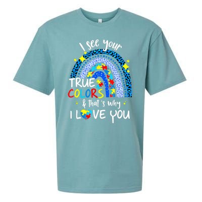 I See Your True Colors Support Rainbow Autism Awareness Sueded Cloud Jersey T-Shirt