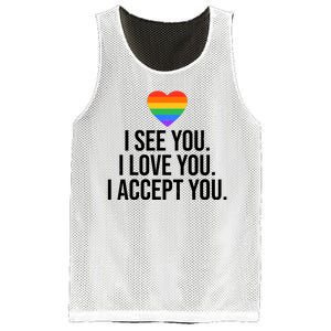 I See You I Love You I Accept You LGBTQ Pride Month Mesh Reversible Basketball Jersey Tank