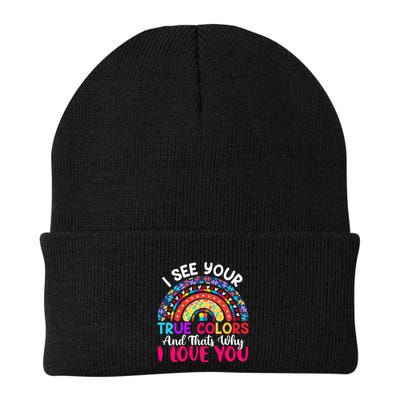 I See Your True Color Rainbow Autism Mom Sister Support Son Meaningful Gift Beanie