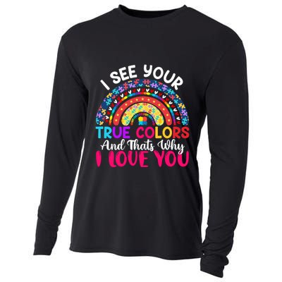 I See Your True Color Rainbow Autism Mom Sister Support Son Meaningful Gift Cooling Performance Long Sleeve Crew