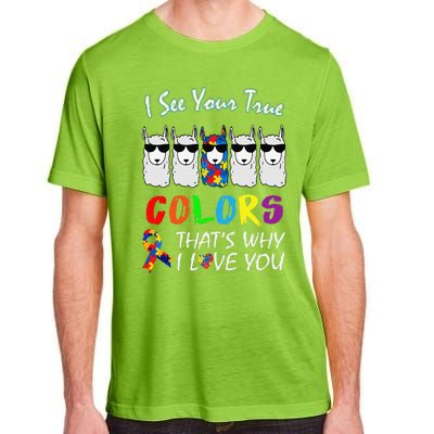 I See Your True Colors Llama Autism Awareness Adult ChromaSoft Performance T-Shirt