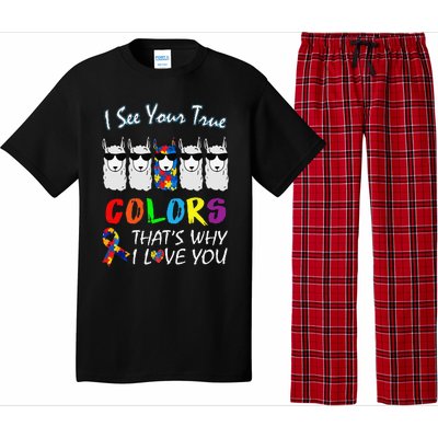 I See Your True Colors Llama Autism Awareness Pajama Set