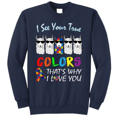 I See Your True Colors Llama Autism Awareness Sweatshirt