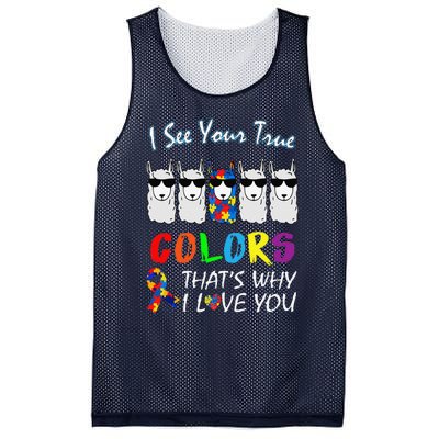 I See Your True Colors Llama Autism Awareness Mesh Reversible Basketball Jersey Tank