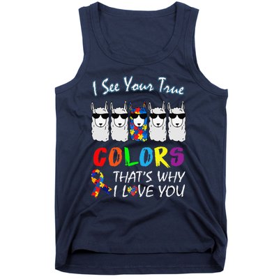 I See Your True Colors Llama Autism Awareness Tank Top