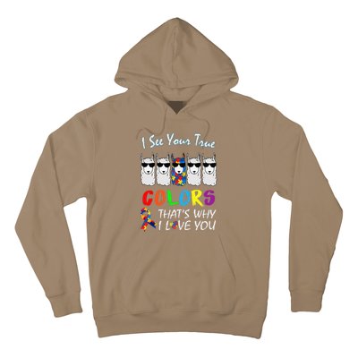 I See Your True Colors Llama Autism Awareness Hoodie