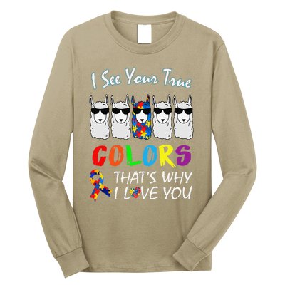 I See Your True Colors Llama Autism Awareness Long Sleeve Shirt