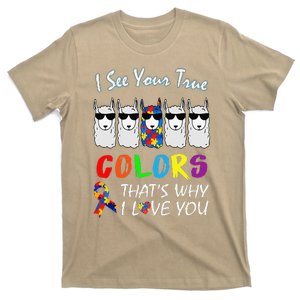 I See Your True Colors Llama Autism Awareness T-Shirt