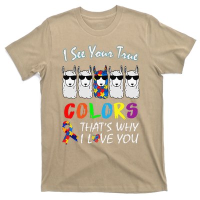 I See Your True Colors Llama Autism Awareness T-Shirt