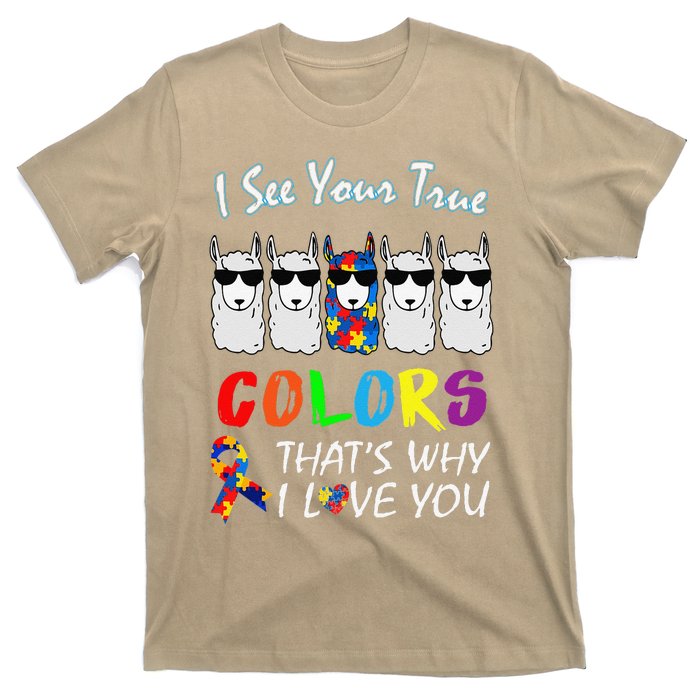 I See Your True Colors Llama Autism Awareness T-Shirt