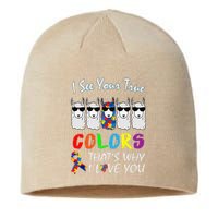 I See Your True Colors Llama Autism Awareness Sustainable Beanie