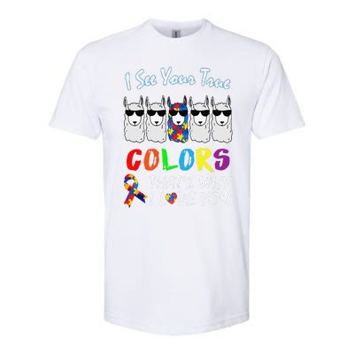 I See Your True Colors Llama Autism Awareness Softstyle CVC T-Shirt