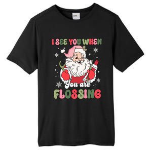 I See You When Flossing Christmas Dentist Xmas Flossing Tall Fusion ChromaSoft Performance T-Shirt